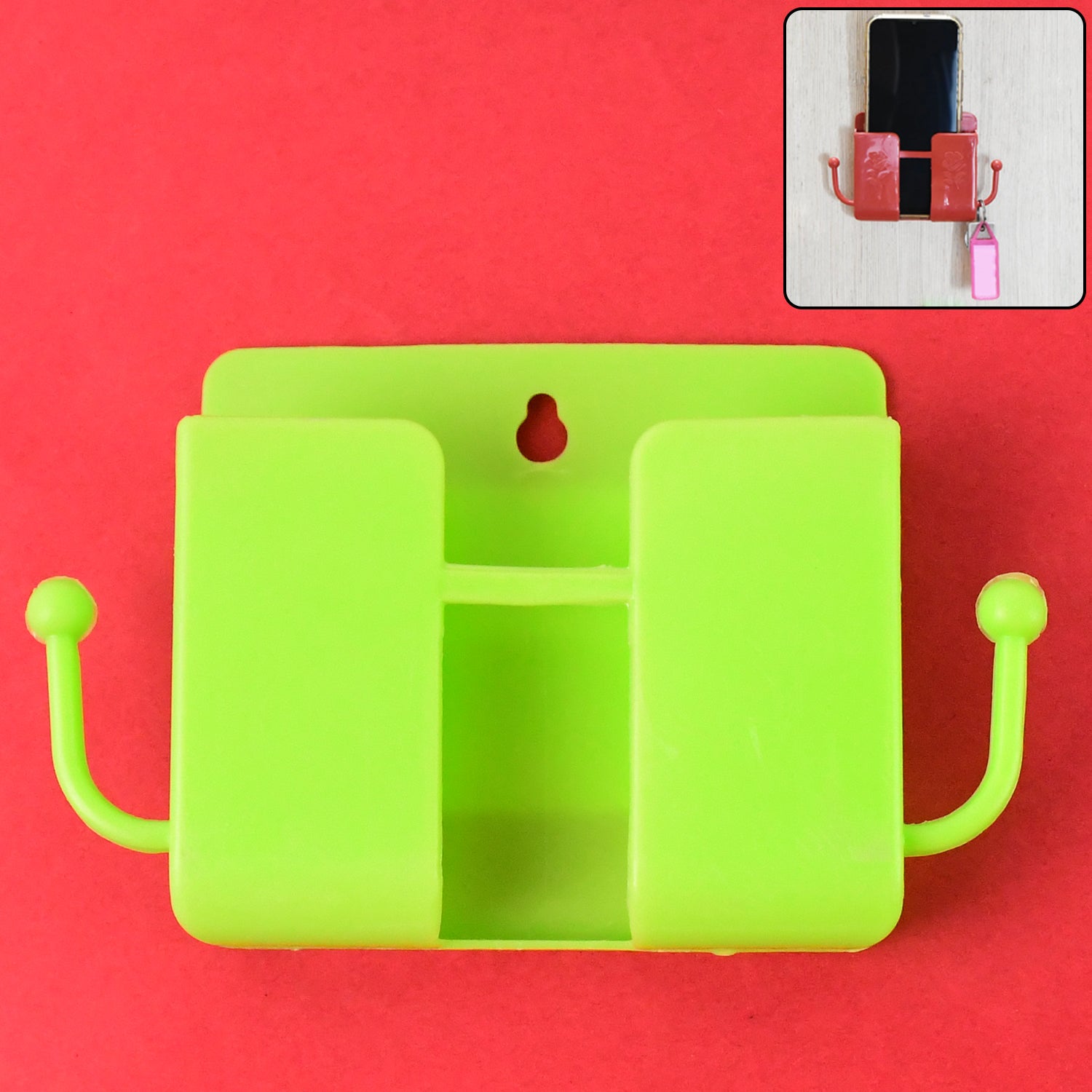 1 Pc Neon Green Wallmount Mobile Stand With Hook Wukusy