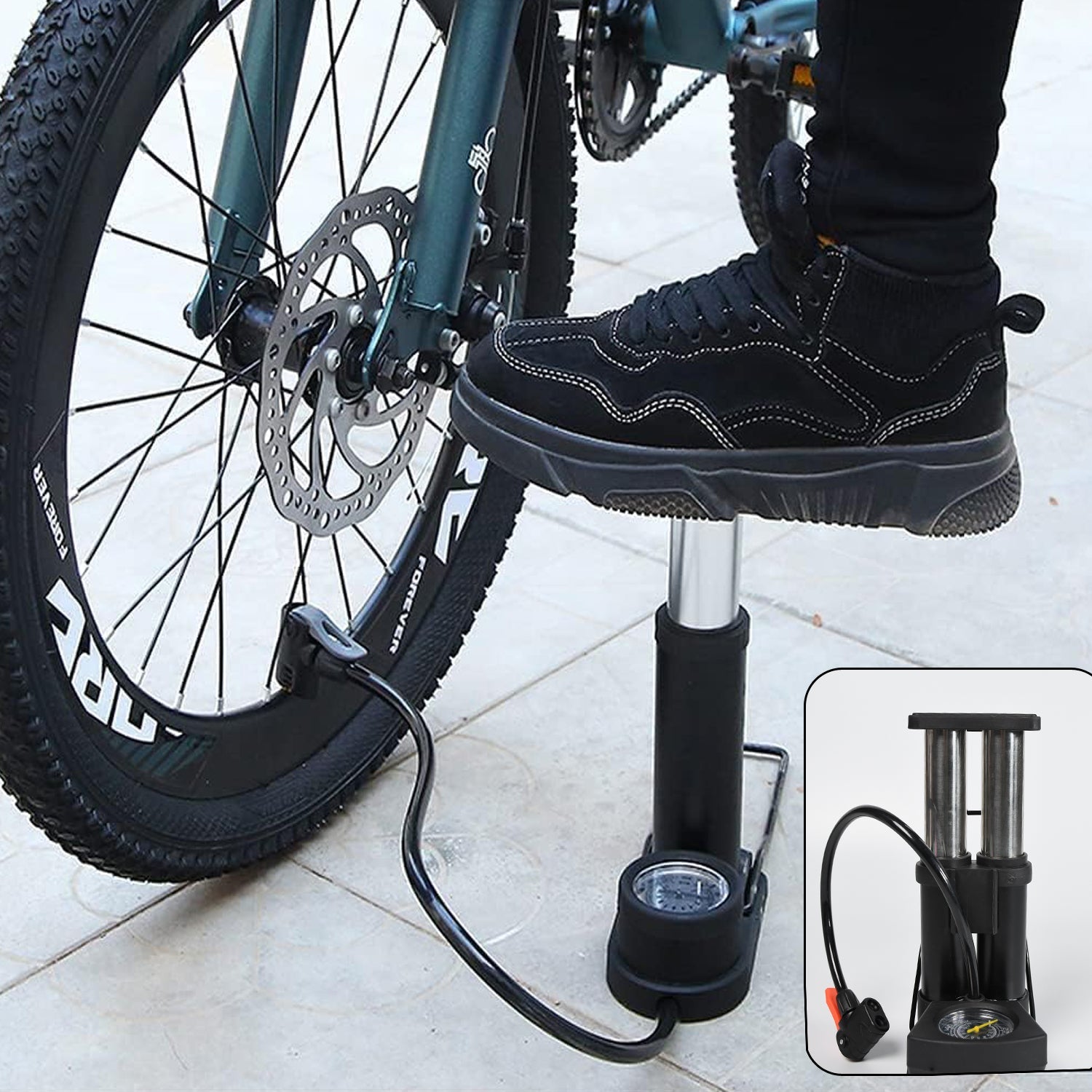 0533 Portable Mini Bike Pumpcycle Pump Foot Activated With Gauge Floor Bicycle Pump  Cycle Pump Wukusy
