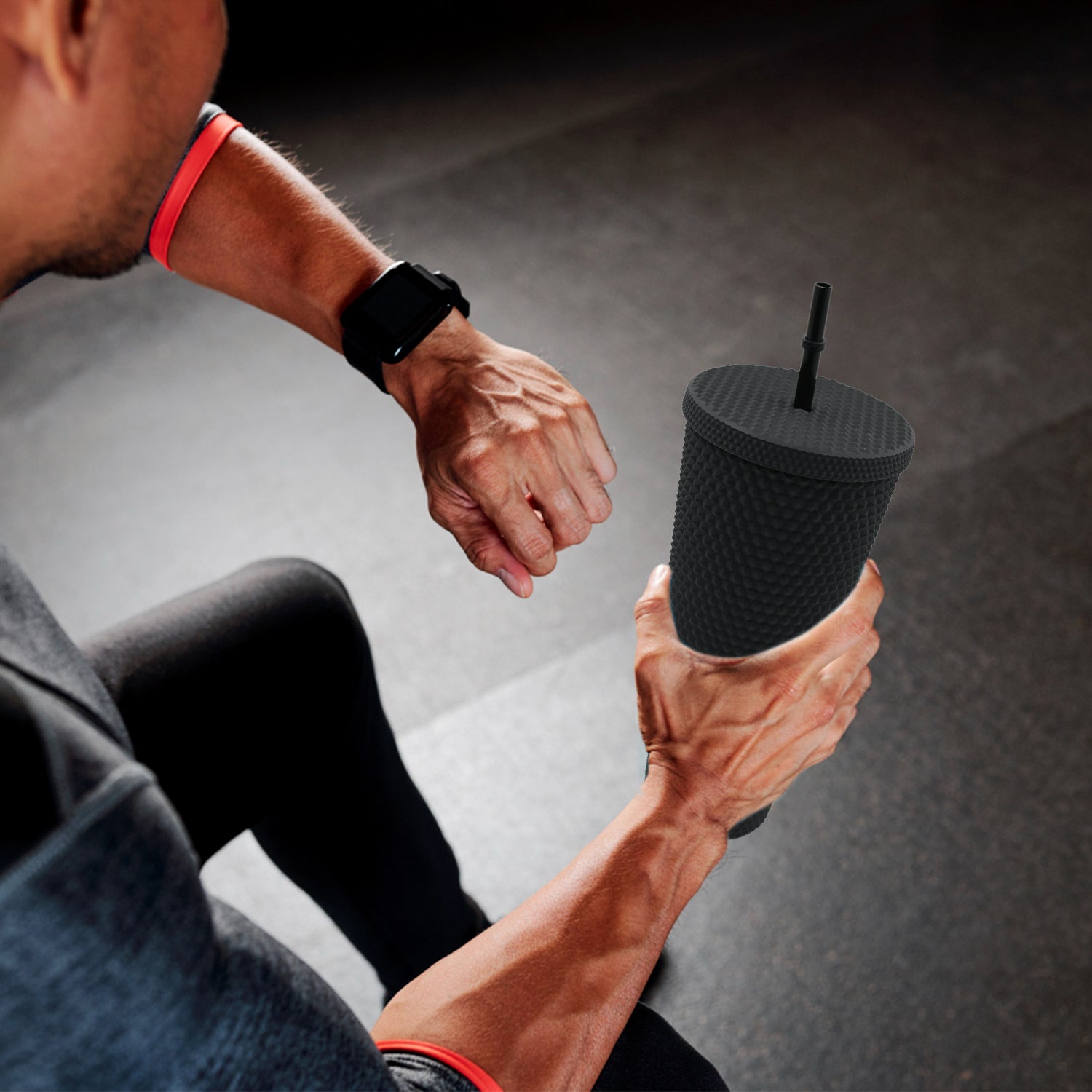 0304 Cup With Straw Reusable Matte Studded Tumbler With Leak Proof Lid Water Cup Travel Mug Coffee Ice Water Bottle Double Walled Insulated Tumbler Bpa Free (1 Pc) Wukusy