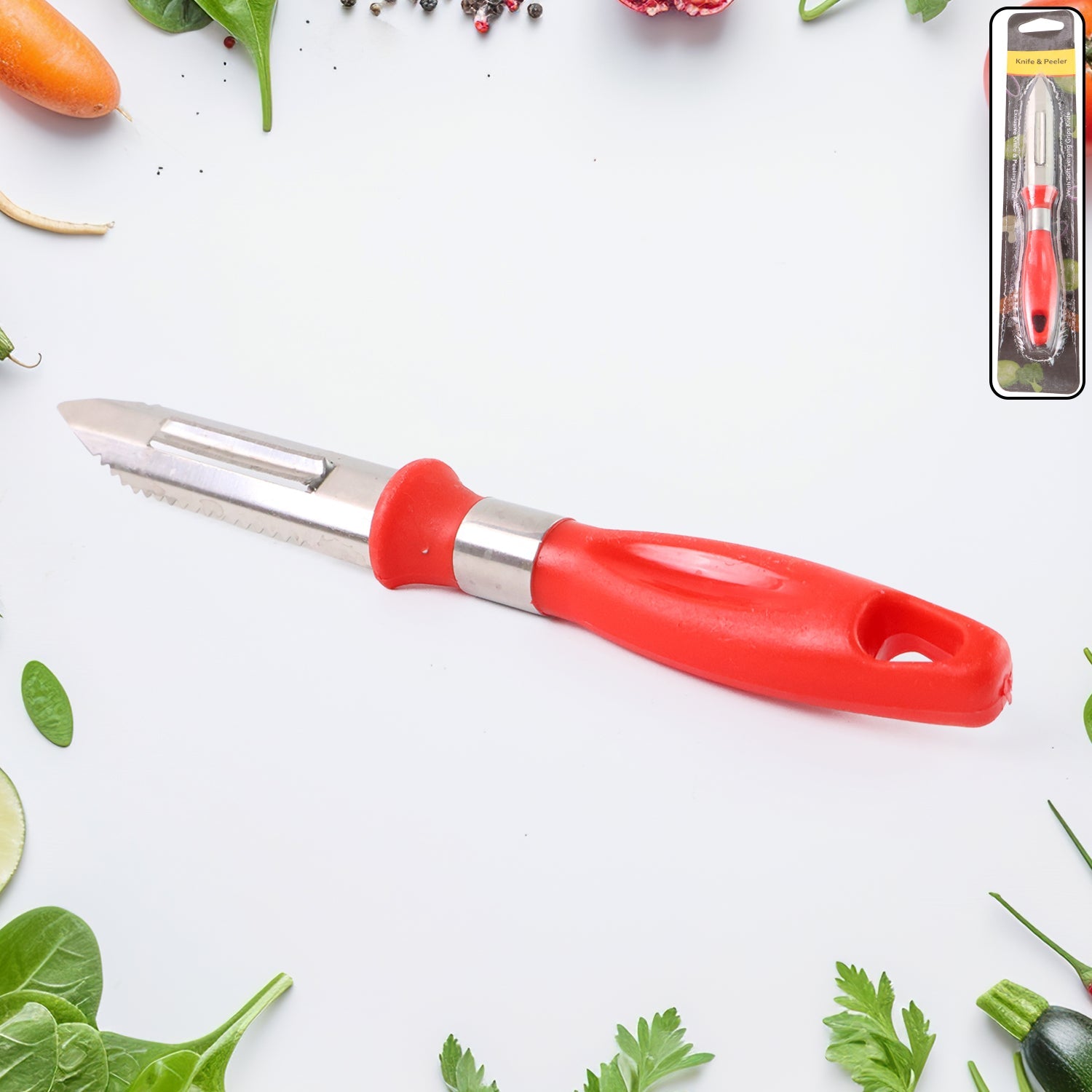Multipurpose 2-in-1 Stainless Steel Knife  Peeler (1 Pc) Wukusy