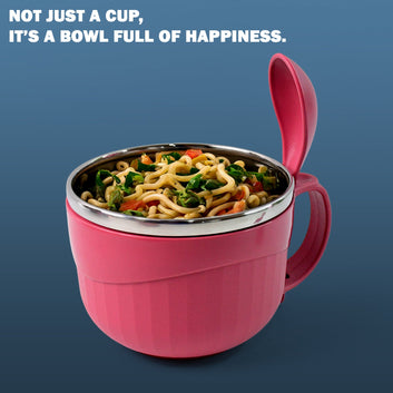 Apex Premium 700 Ml Multipurpose Noodle Bowl With Handle Lid And Fork