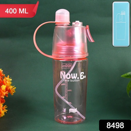 Plastic 2 In 1 Mist Spray Water Bottle (Multicolor  400 Ml  1 Pc) Wukusy