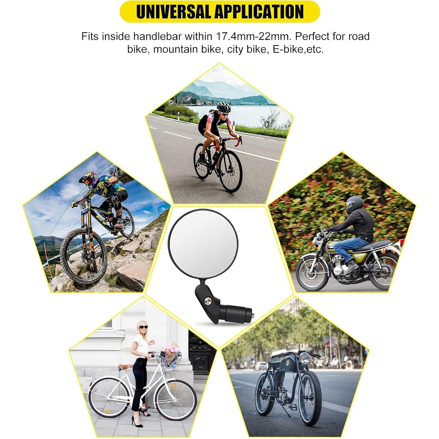 8505 Bar End Bike Mirror Safe Rearview Mirror 360 Rotatable  Foldable Safety Bicycle Rear View Mirror Mirror Durable Bike Mirror (1 Pc) Wukusy