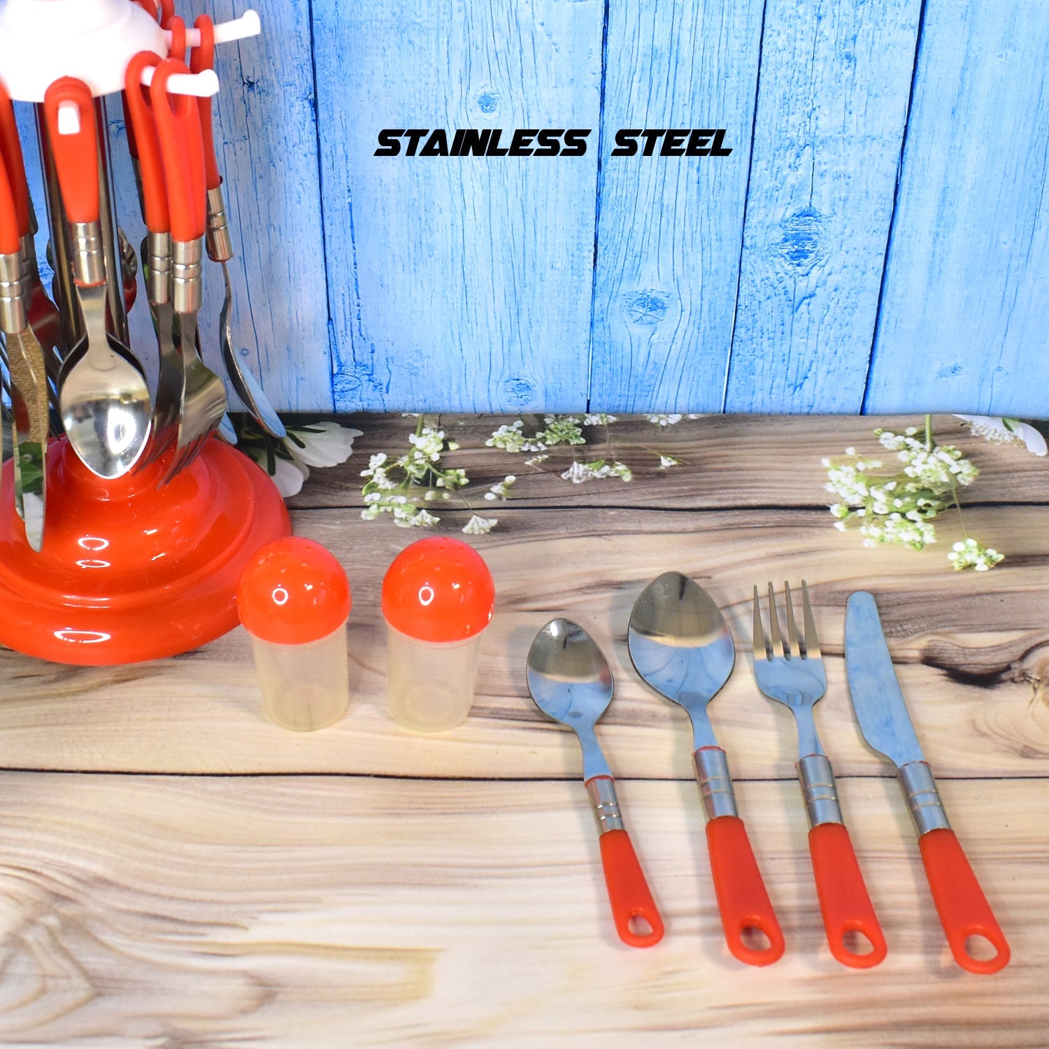 Luxury Cutlery Set For Dining Table Stainless Steel 26-piece Set With Stand (1 Set Wukusy