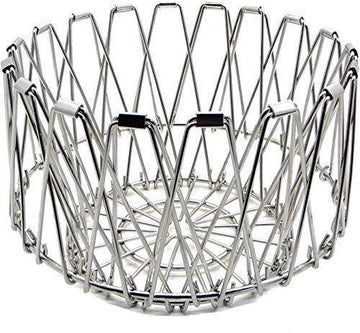 3040 Multipurpose Fruit Basket Stainless Steel Wire Bowl Foldable Basket For Vegetable  Fruits  Dining Wukusy