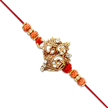 Spiritual Symbol Rakhi With Om Swastik  Rudraksha Beads Wukusy