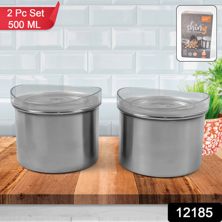 Multipurpose Stainless Steel Airtight Containers With See Through Lid (2 Pc  500 Ml) Wukusy