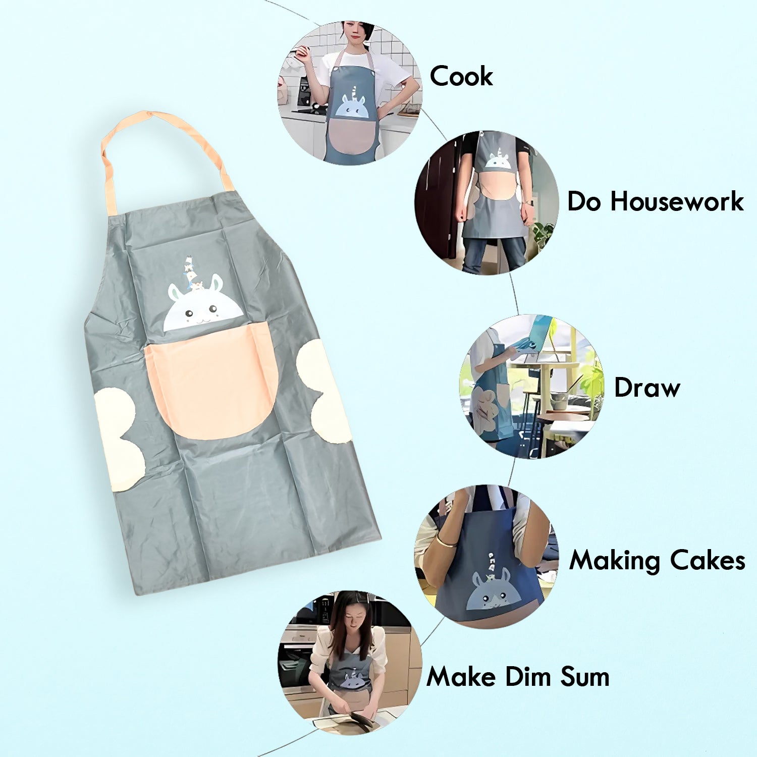 Cute Cartoon Animal Design Kitchen Apron (1 Pc) Wukusy