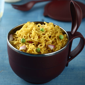 8130 Noodles  Soup Bowl With Spoon And Fork Handle Spoon Holder Stainless Steel Bowl And Spoon Set Stainless Steel Storage Wukusy