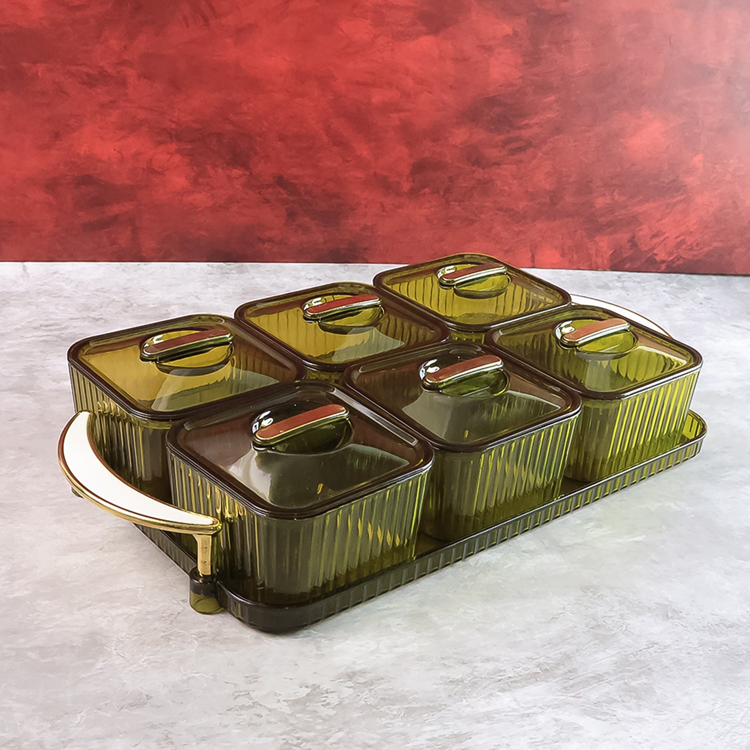 Liger Multipurpose Transparent Spice Jar Set With Tray And Lids 400ml Approx (6 Pc) Wukusy