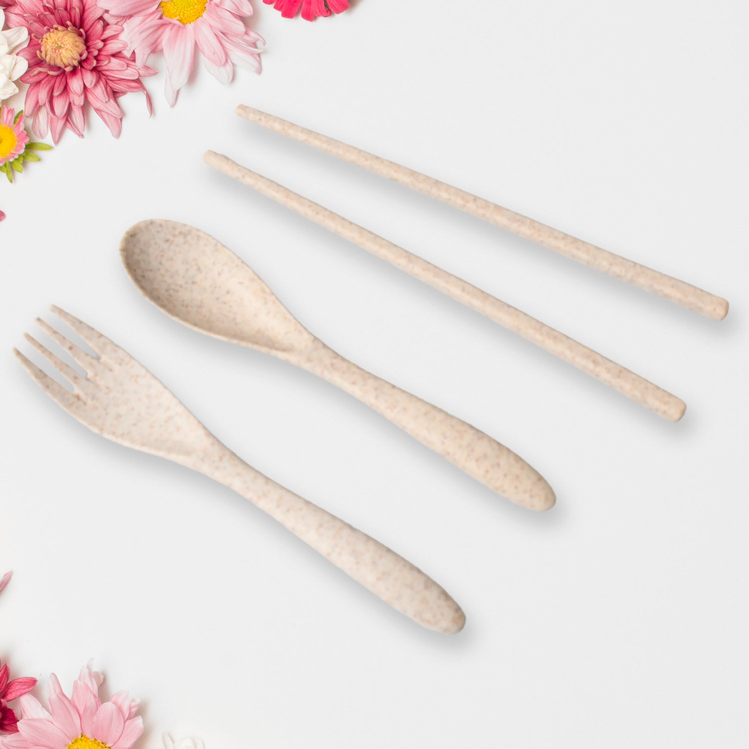 5606 Rice Bowl Noodle 1 Bowl With 1 Lid And Handle Wheat Straw Noodle Bowls With Wheat Straw 1 Fork 2 Chopsticks 1 Spoon For Soup Salad Cooker Snack Set (6 Pcs Set) Wukusy