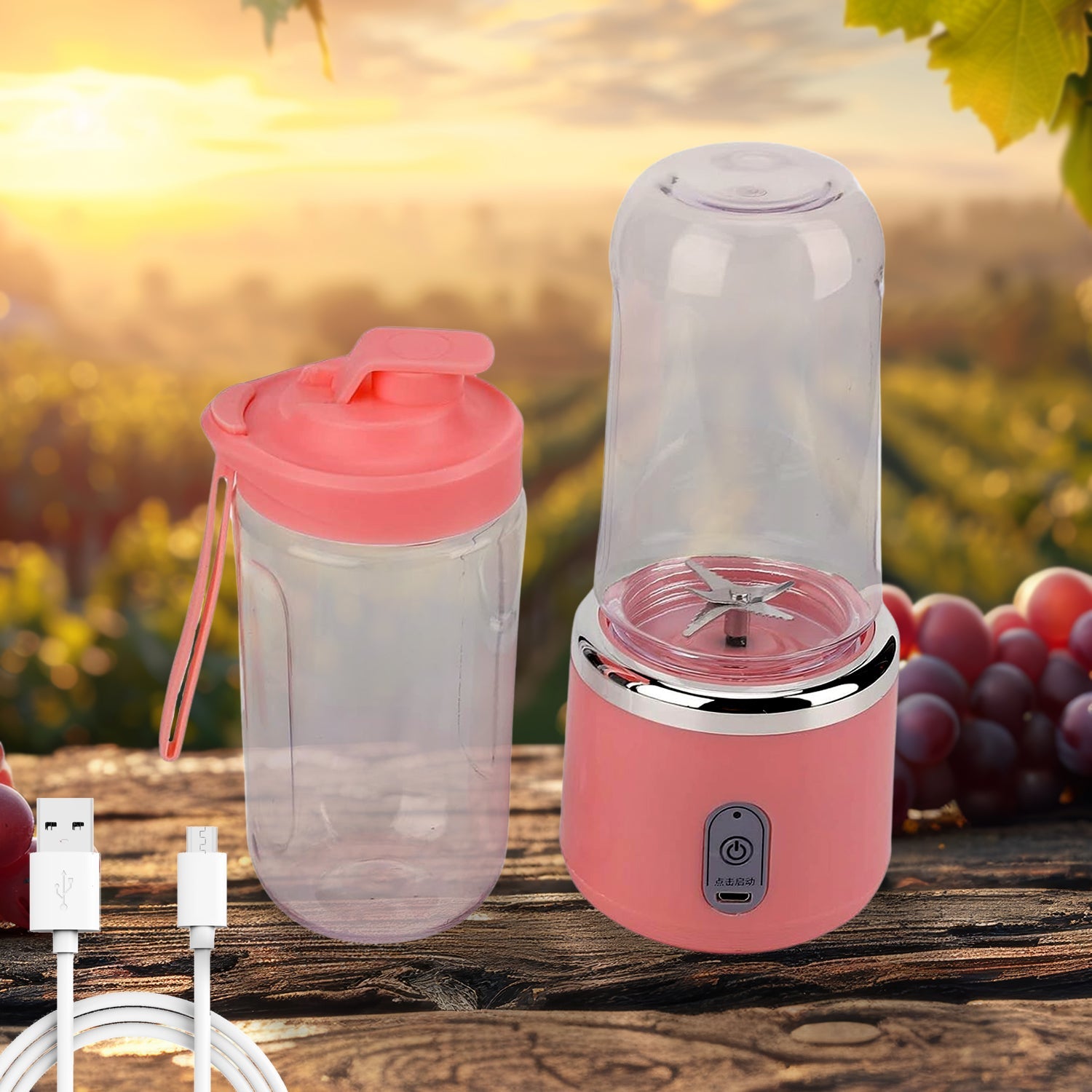 Portable Small Juicer Blender With Water Bottle  Cup (2 Pc Set) Wukusy