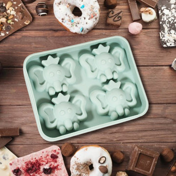 8160 Silicone Cartoon Shape 4 Grid Ice Cube Tray Ice Cube Molds Trays Small Cubes Tray For Fridge Flexible Silicon Ice Tray (1 Pc) Wukusy