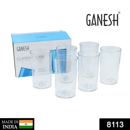 Ganesh Classic Glass Set Of-6 (Each Glass 350ml) Wukusy
