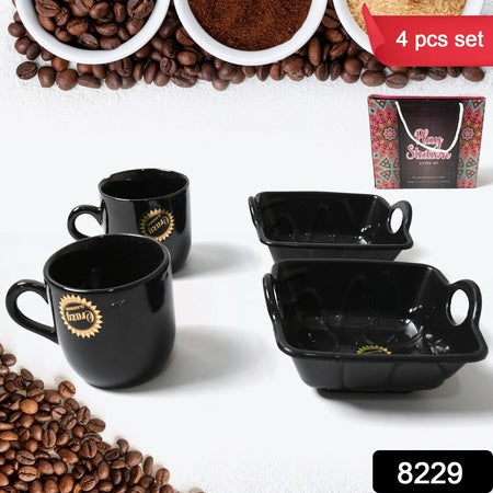 8229 Play Station Ceramic Tea  Cups  Mug Set With Handle Serving Bowl Milk Cup Coffee Cup Tea Cup Breakfast Cup Drinking Mug Or Outdoor For Household Gift For Birthday Wedding Party (4 Pcs Set) Wukusy