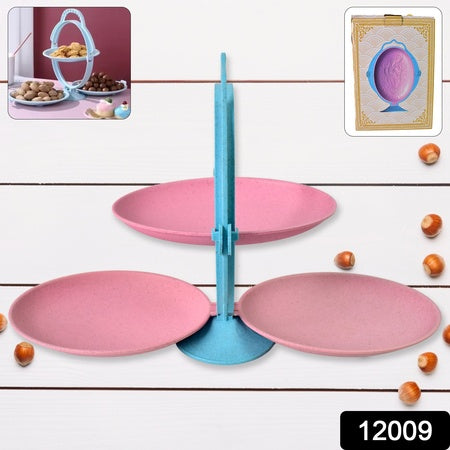 Foldable Fruit Plate Candy Dish  Multi Use Mirror Shape Dried Fruit Tray (1 Set) Wukusy
