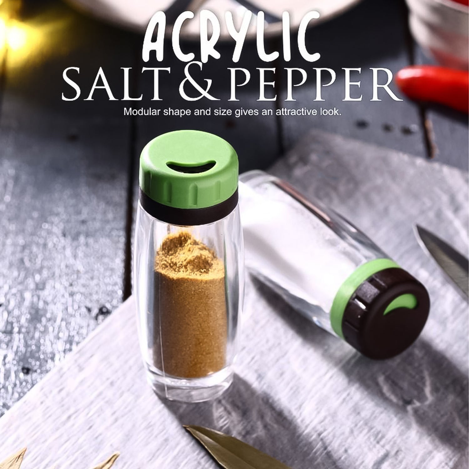 Apex Acrylic Salt And Pepper Shaker Set Of 2 Wukusy