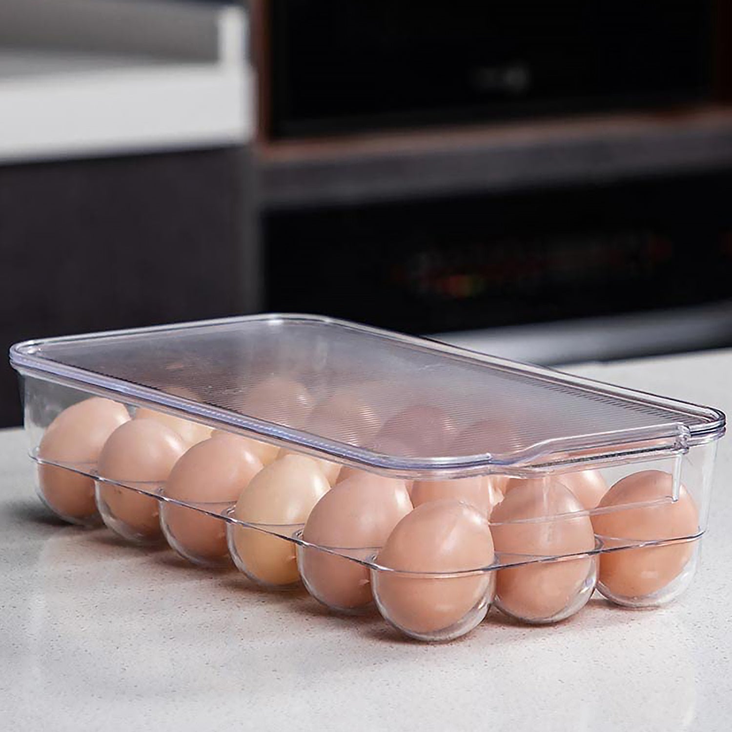 Plastic 18 Cavity Egg Storage Box Or Egg Trays For Refrigerator With Lid  Handles High Quality Rectangular Egg Tray Box For 18 Egg (1 Pc) Wukusy