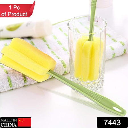 7443 Sponge Cup Washing Brush Washing Cup Milk Bottle Cleaning Brush Kitchen Brush Water Cup Tea Cup Brush Sponge Head Household Kitchen Cleaning Tool (20cm) Wukusy