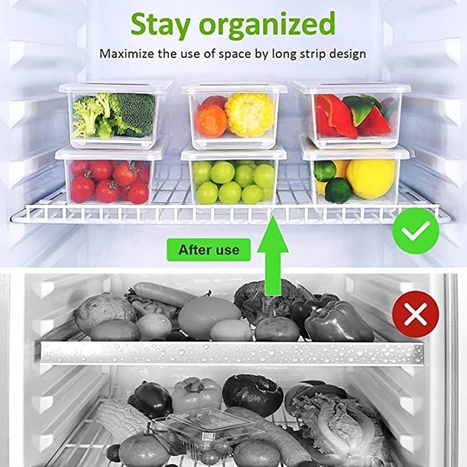 Vegetables  Fruits Freezer Storage Container (Pack Of 6pc 1500ml) Wukusy