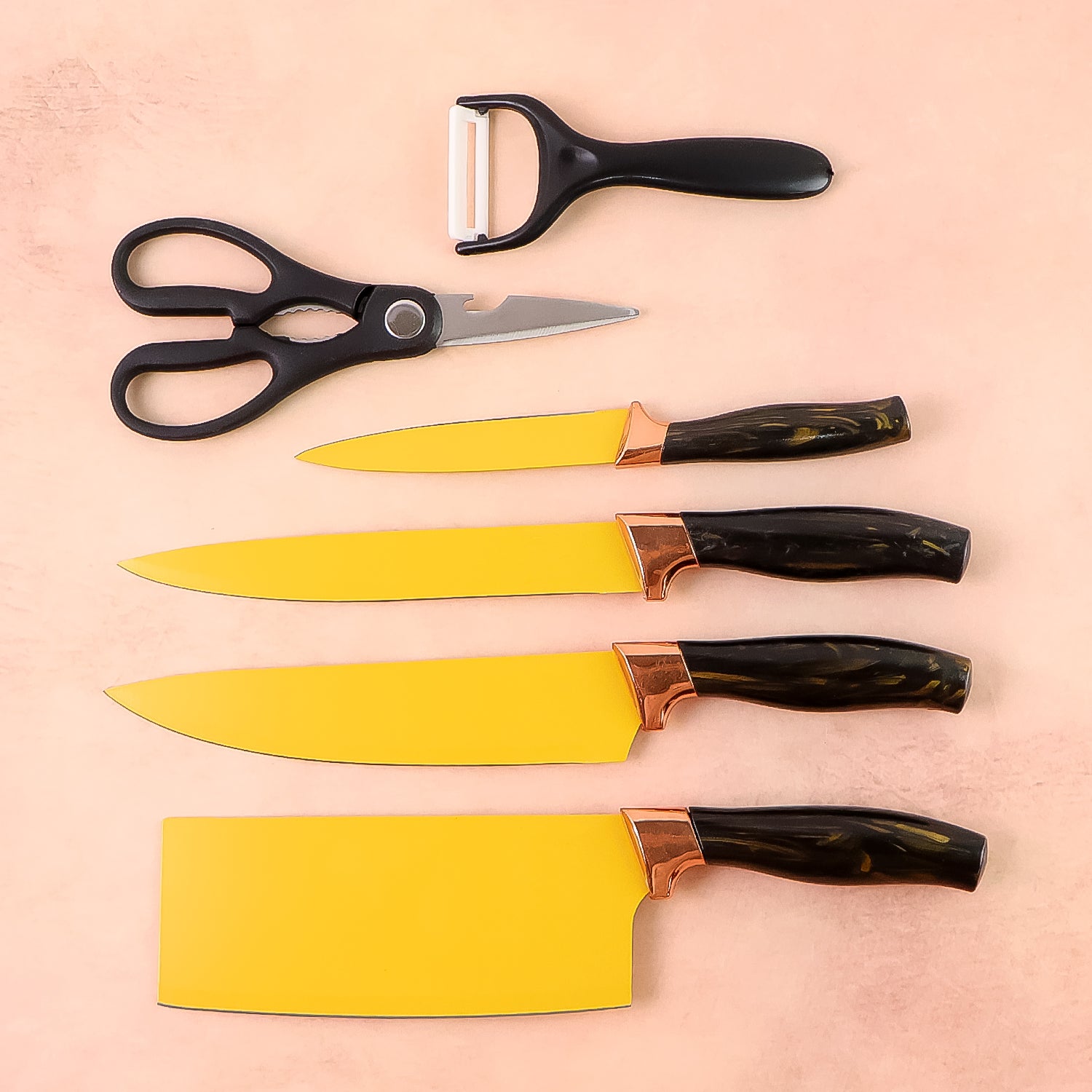 6 Pcs Professional Kitchen Knife Set With Chef Knives Cleaver Peeler  Scissors Wukusy