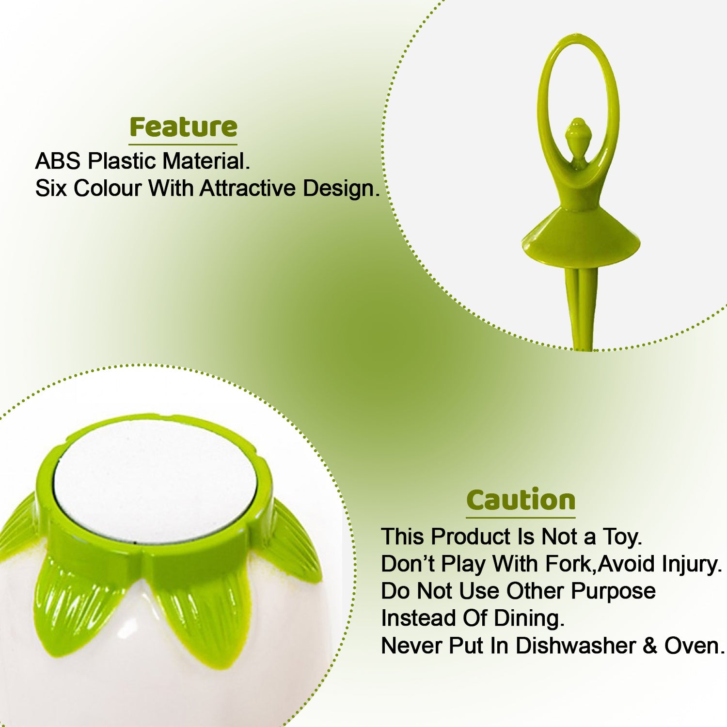 2046 Dancing Doll Fruit Fork Cutlery Set With Stand Set Of 6. Wukusy