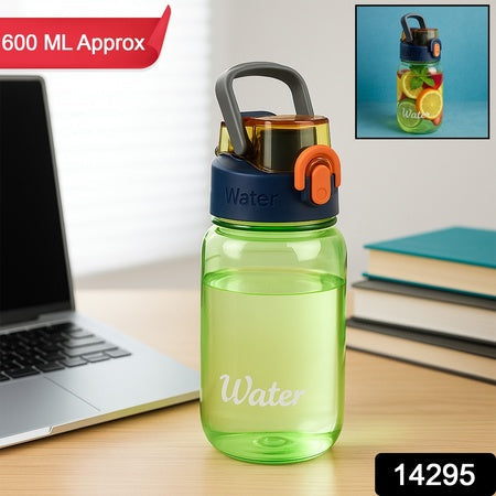 Green Leak-proof Portable Fruit Infuser Water Bottle Approx 600ml (1 Pc) Wukusy