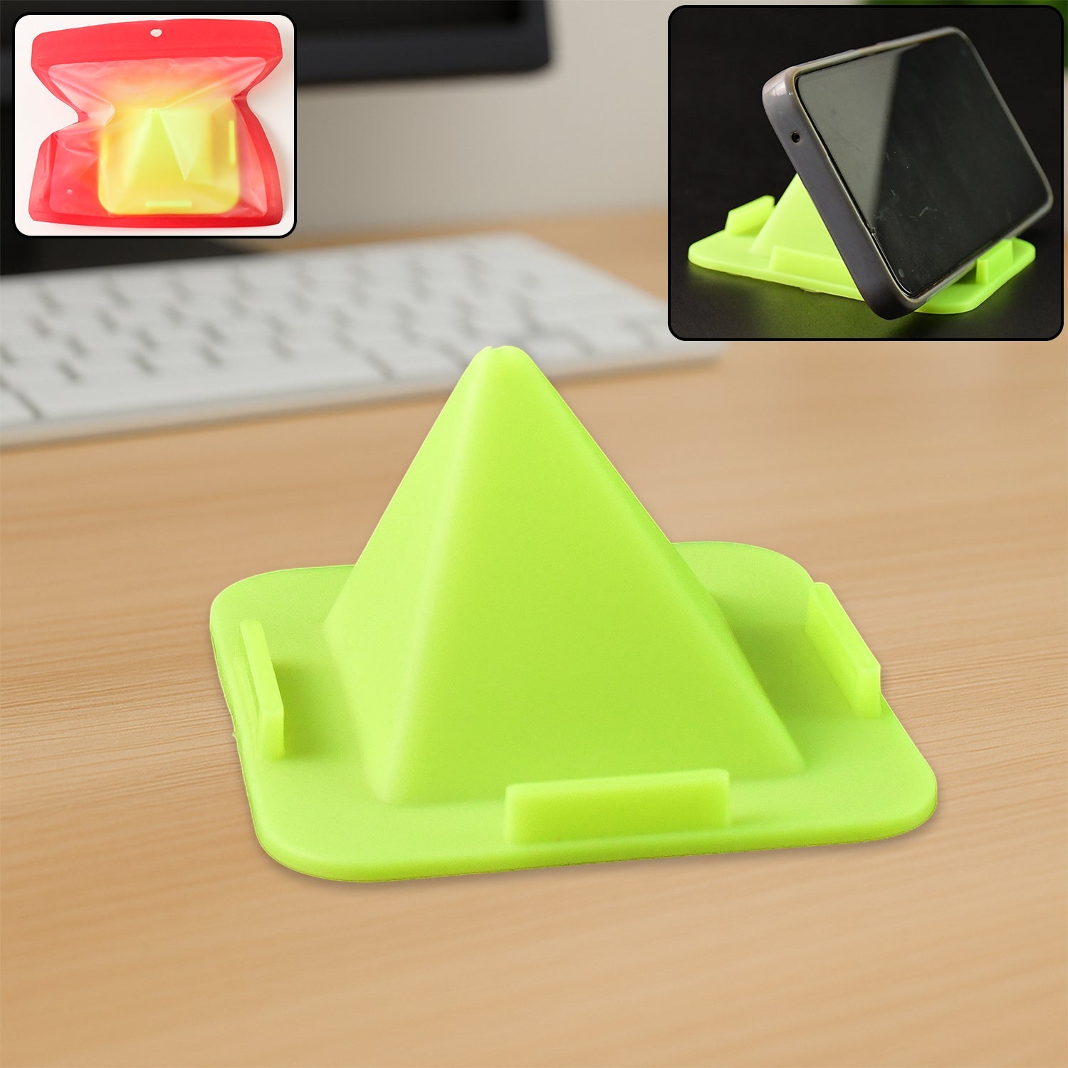 Virgin Mobile Accessories Universal Portable Four-sided Pyramid Shape Desktop Table Mobile Holder Stand (1 Pc) Wukusy