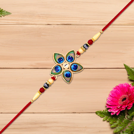 Designer Mor Pankh Rakhi In Star Shape Wukusy