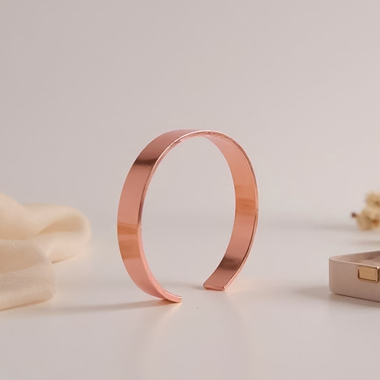 Elegant Rose Gold-plated Open Cuff Bracelet Kada (1 Pc) Wukusy