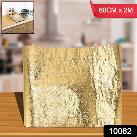 Oil Proof Sticker Waterproof Self Adhesive Aluminum Foil Wallpaper (60 Cm2m  Golden  1 Pc) Wukusy
