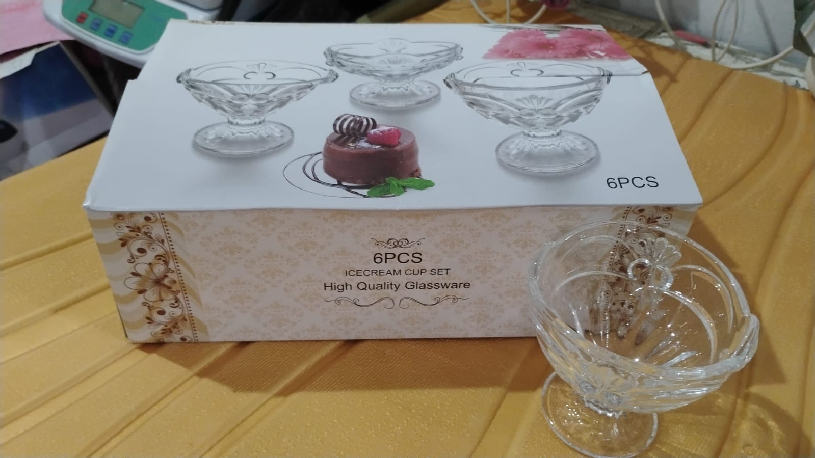 Glass Ice-cream Cup Set Home  Kitchen Serving Or Dessert Cup (6 Pcs Set) Wukusy