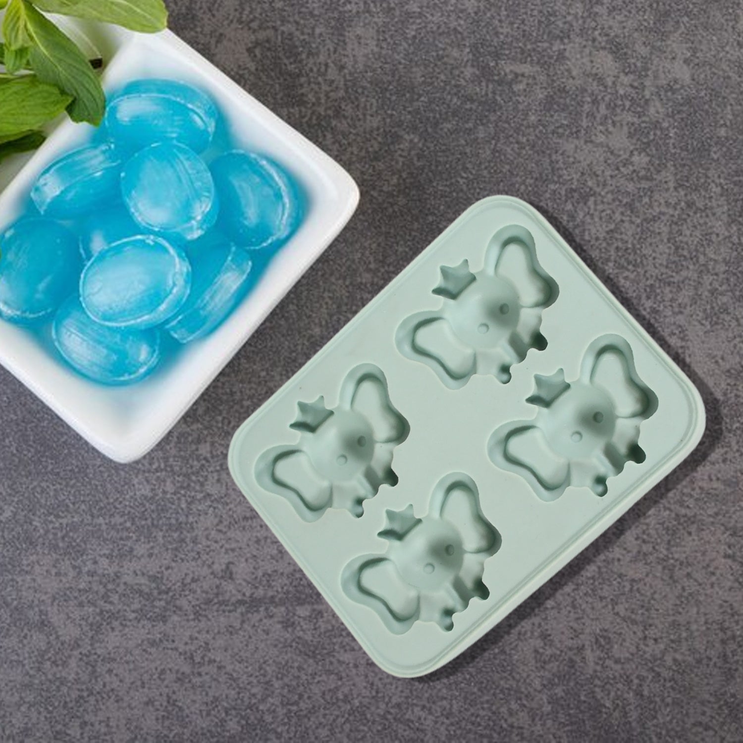 8160 Silicone Cartoon Shape 4 Grid Ice Cube Tray Ice Cube Molds Trays Small Cubes Tray For Fridge Flexible Silicon Ice Tray (1 Pc) Wukusy