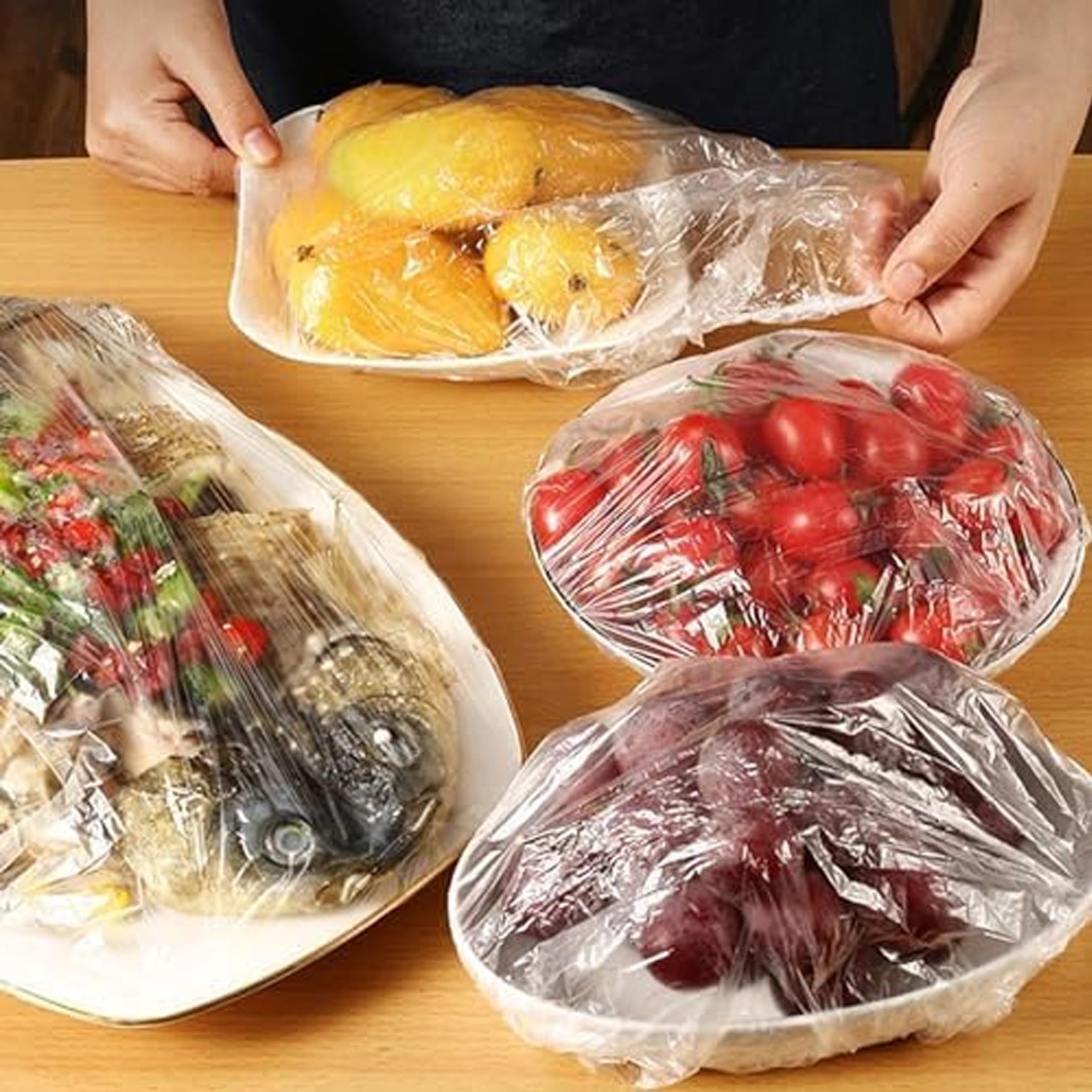 Disposable Elastic Food Storage Covers Bag (100 Pcs Set  Small) Wukusy