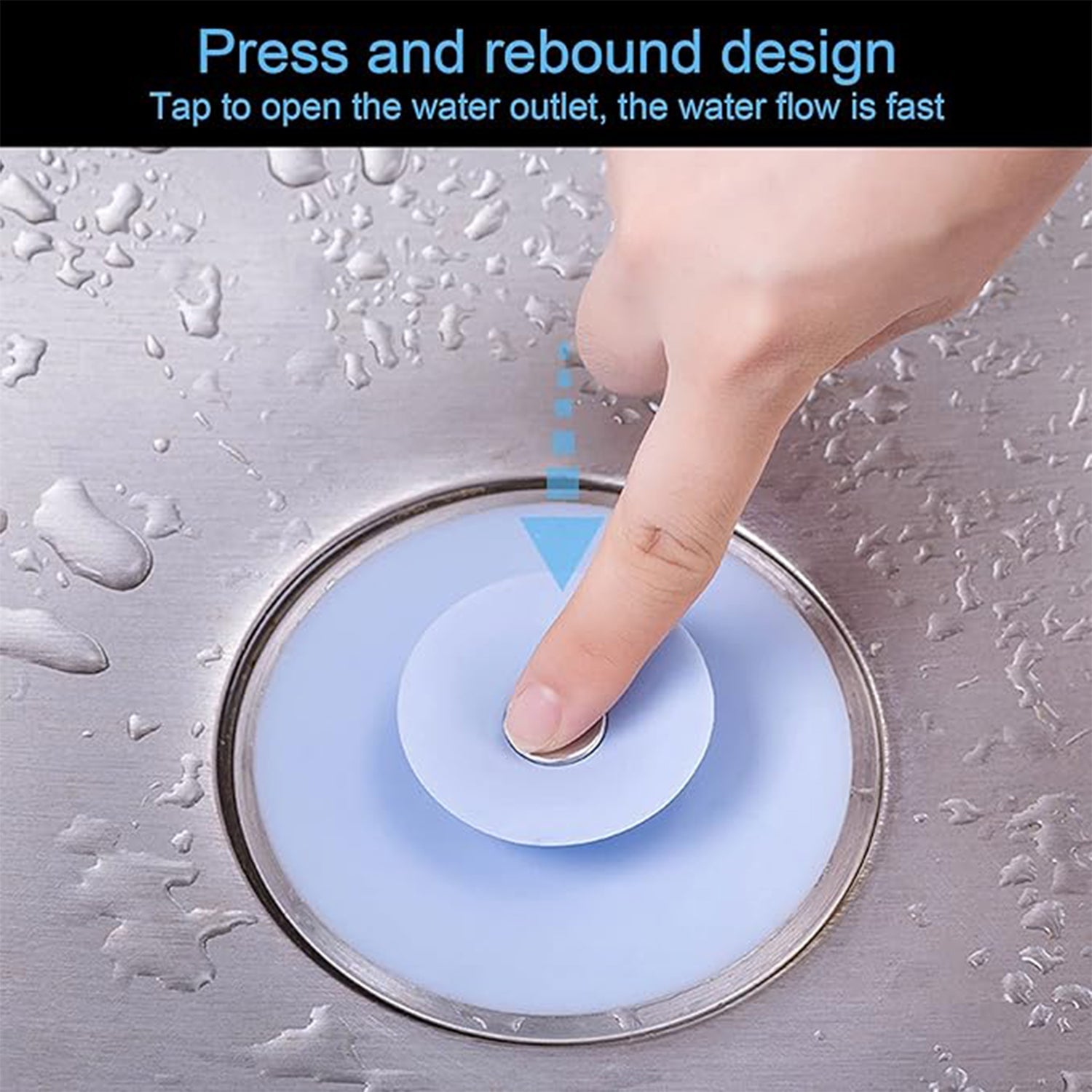 Creative 2-in-1 Blue Silicone Sewer Sink Sealer Cover Drainer (Multicolour  1 Pc) Wukusy