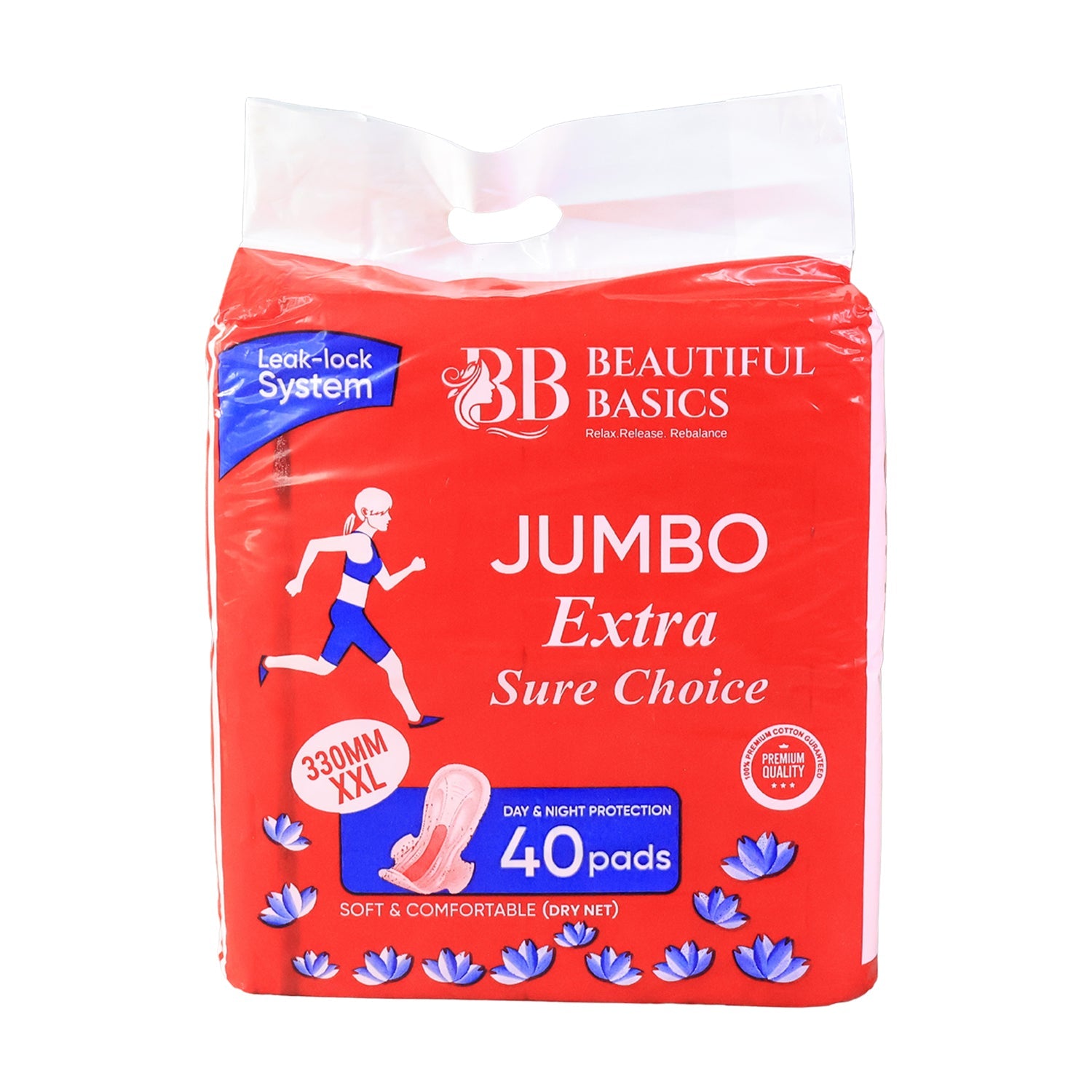 Beautiful Basics Jumbo Extra Sure Choice Sanitary Pads Xxl 330mm (40 Pc) Wukusy