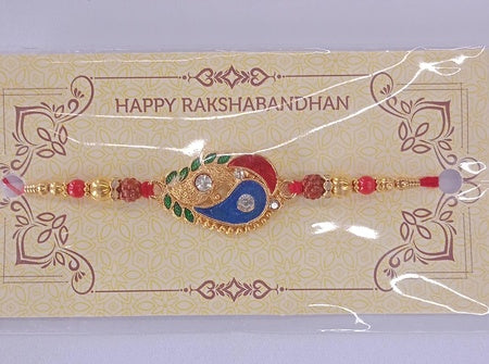 Colorfull Morpich Design Golden Rakhi Wukusy