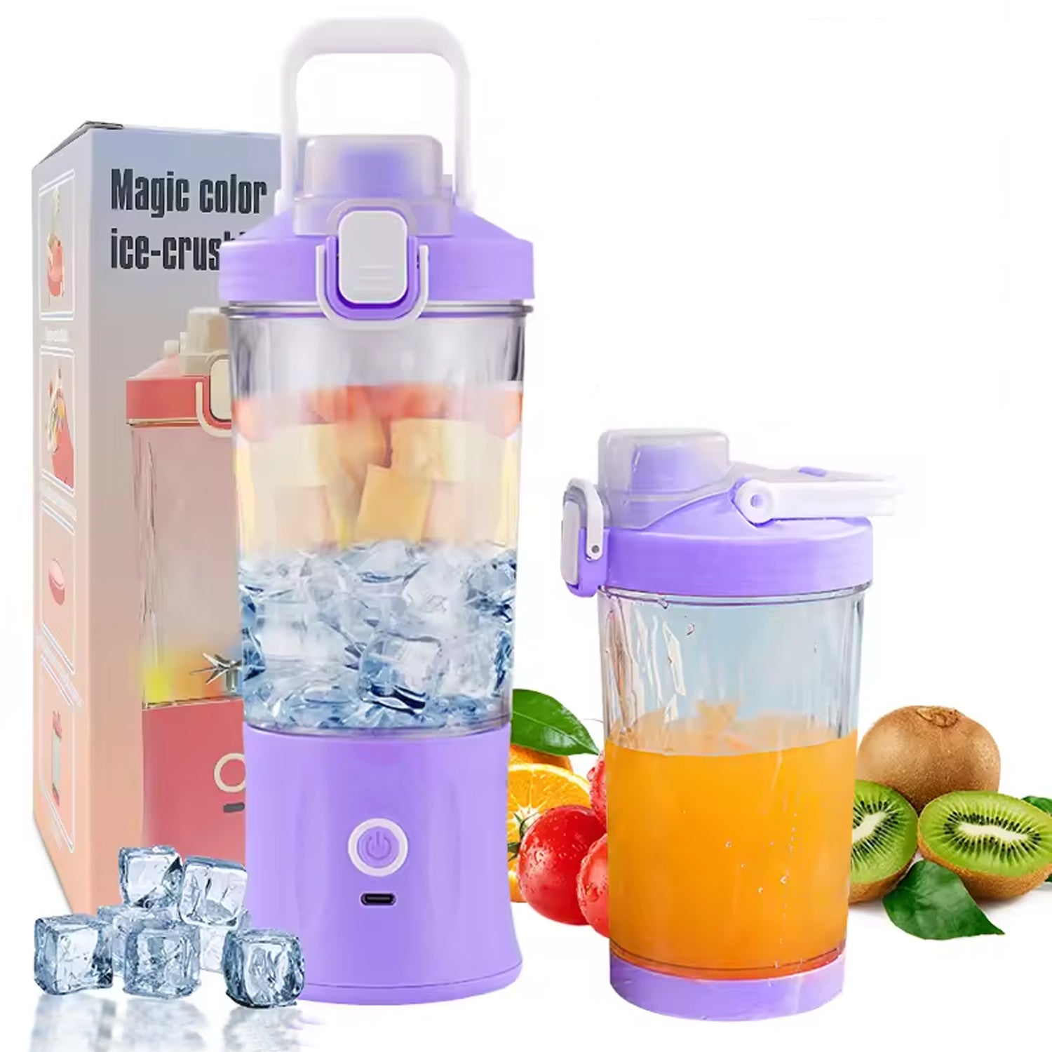 Eletric Crusher Juicer With Multicolor Light 8 Blades (600 Ml  Multicolor) Wukusy