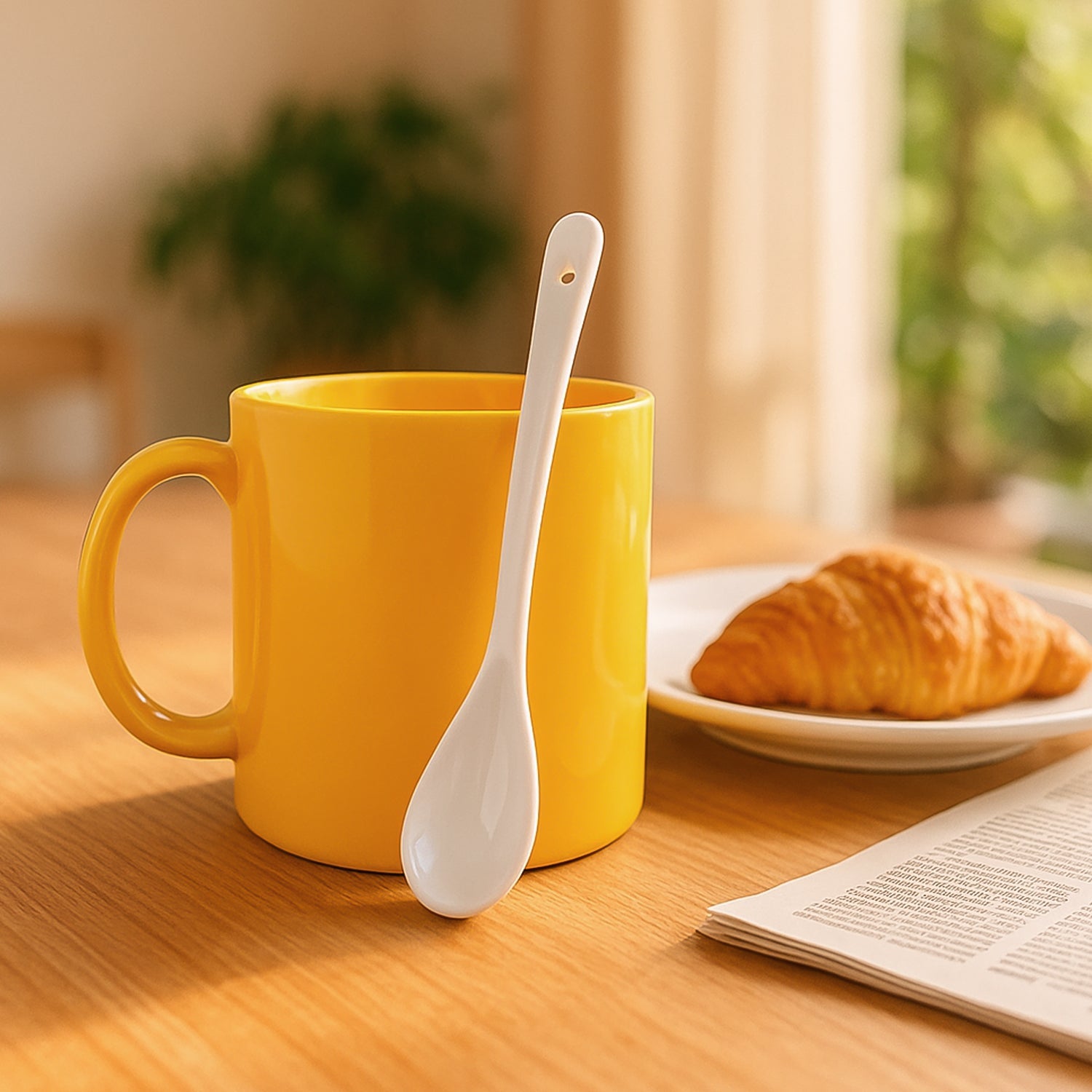 Elegant Ceramic Mug With Matching Spoon Wukusy