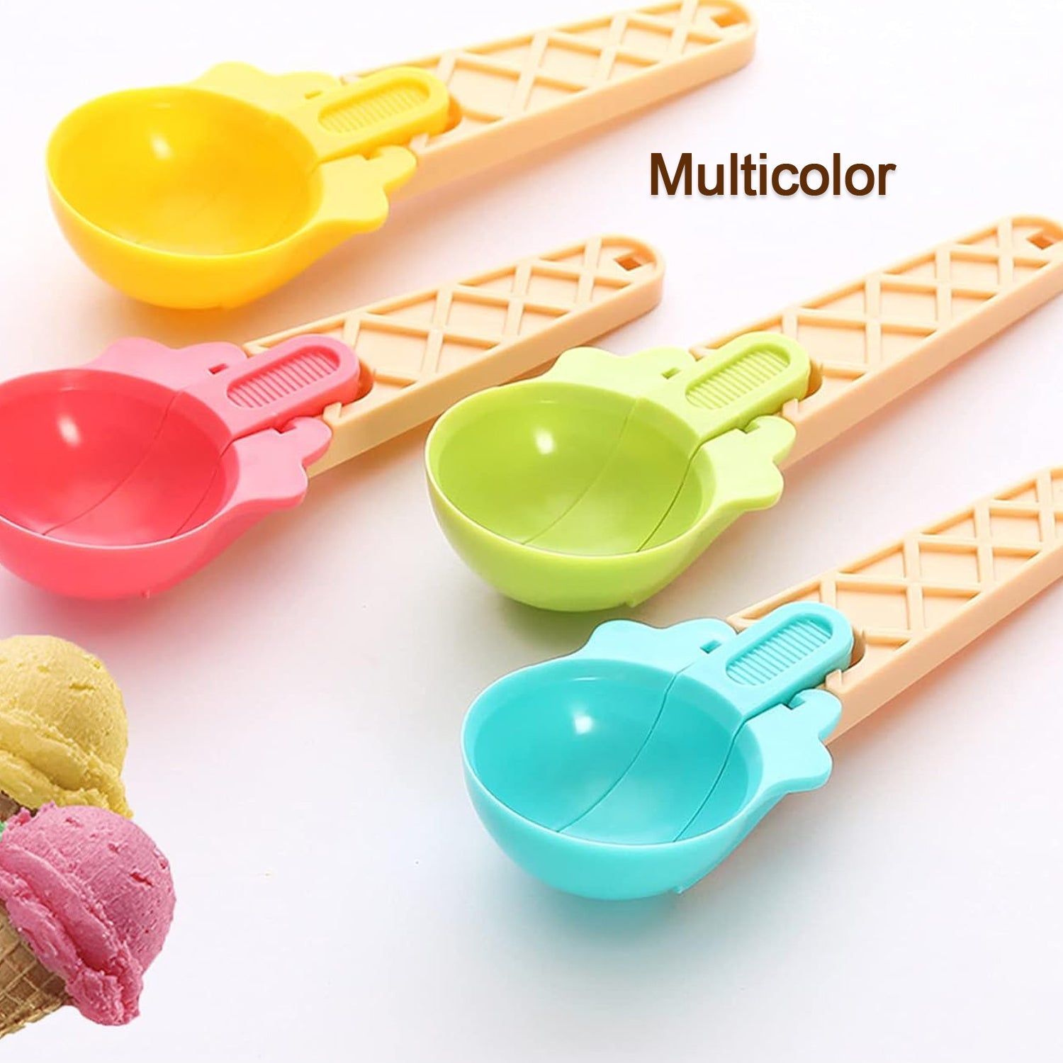 5509 Ice Cream Spoons 2pcs Plastic Water Melon Scoopers With Trigger Dipper And Adults For Summer Party Ice Cream Scoop Food Serving Spoon Kitchen Tools Ice Cream Digging Spoon Household Spoons Cupcake Spoons Aps Fruit Ball Player (2 Pc) Wukusy