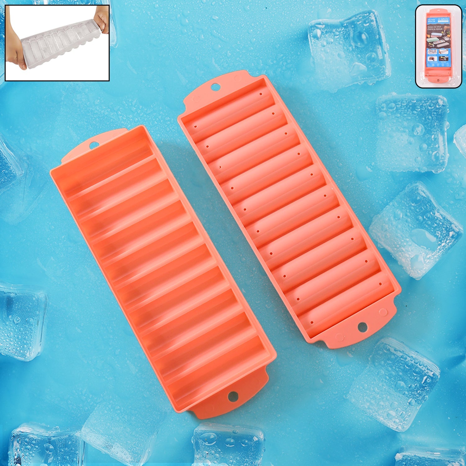 Compact Plastic Ice Stick Tray (2 Pc) Wukusy