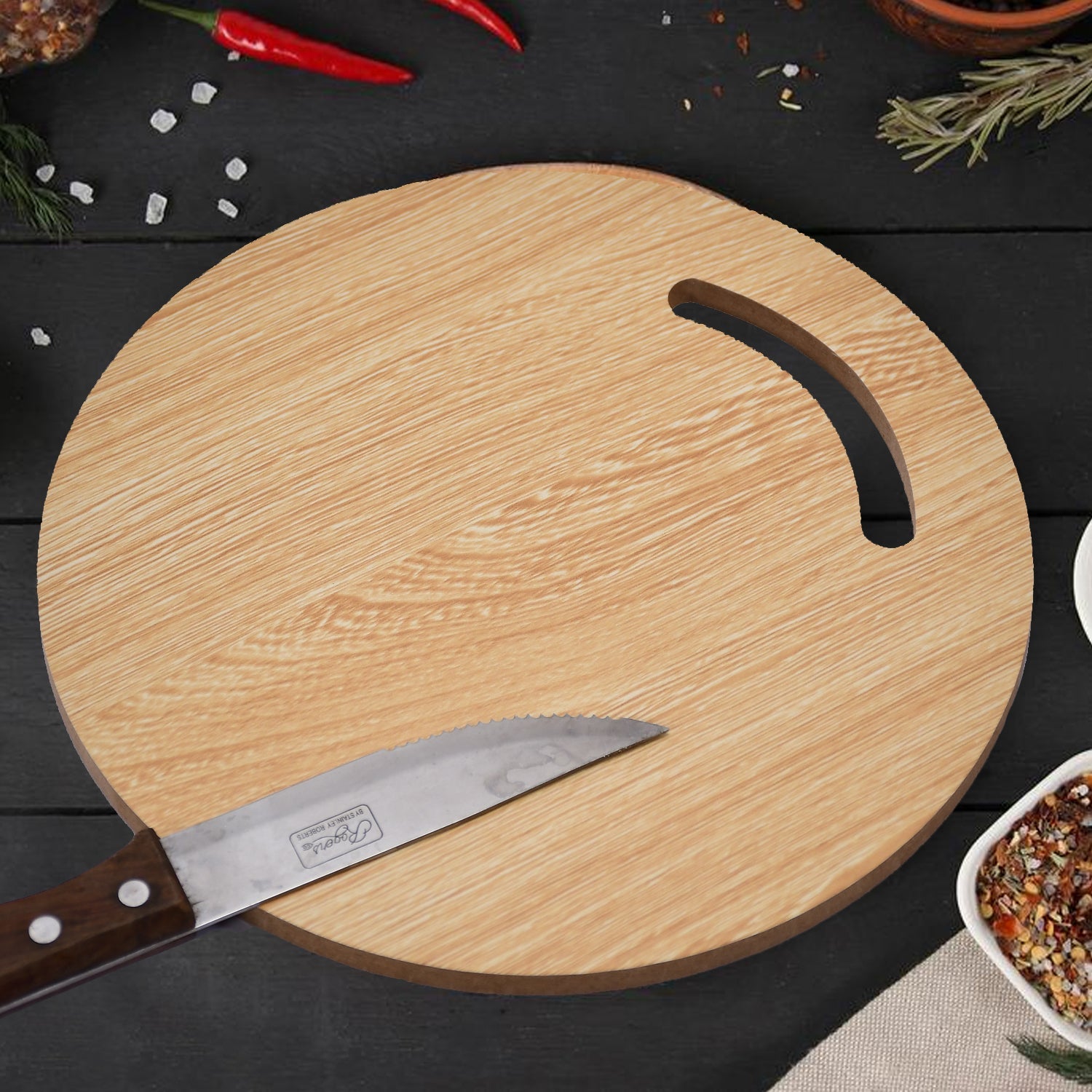 7123 Wooden Round Chopping Board  For Chopping Fruit  Vegetable Wukusy