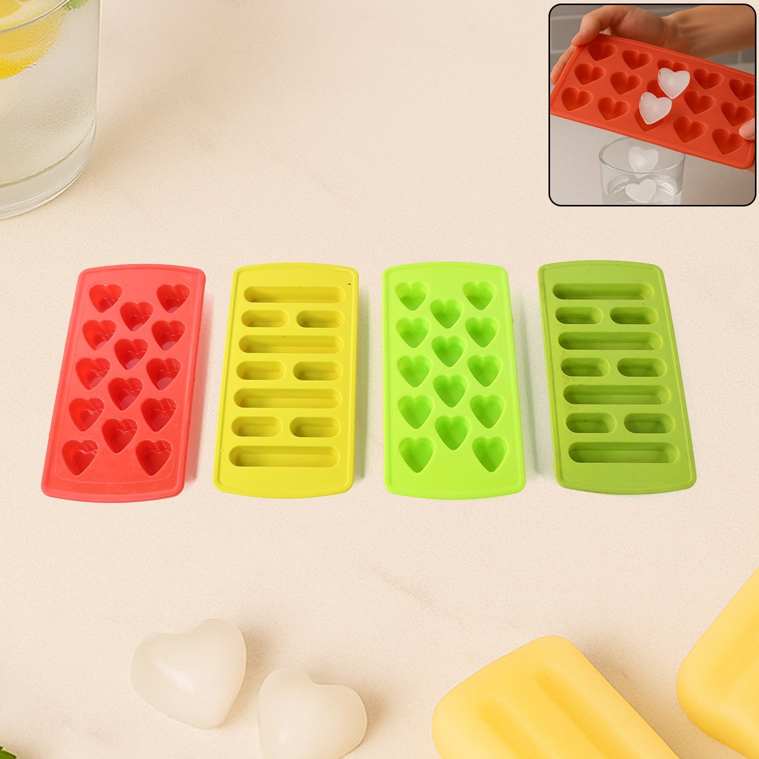 Plastic Ice Cube Tray Set (4 Pc) Wukusy