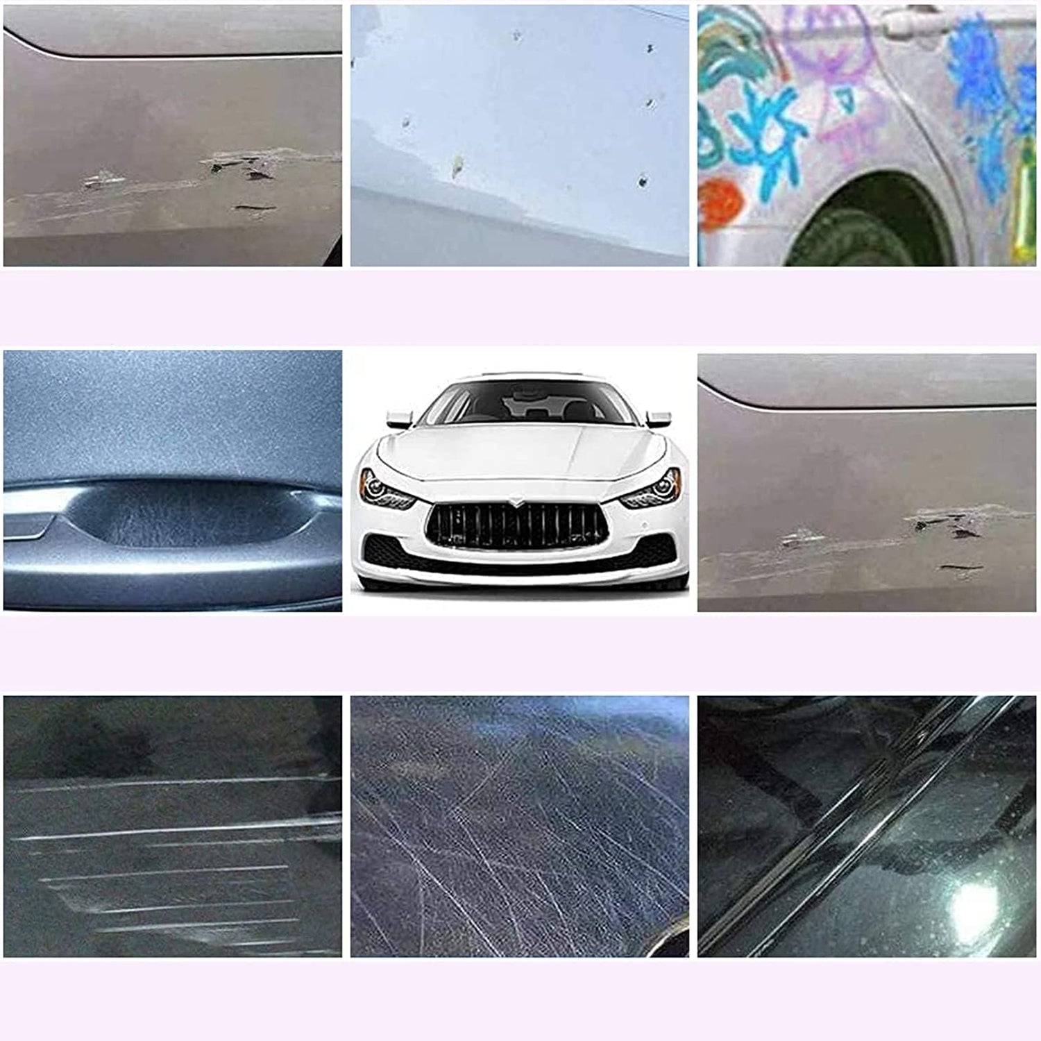 8527 Nano Magic Car Scratch Remover Cloth Multipurpose Scratch Repair Cloth Cloth For Car Paint Scratch Repair Easy To Repair Slight Scratches On The Surface Polishing Repeatable Use For All Kinds Of Car (45 Ml Repair Solution 2 Gloves 2 Nano Cloth) Wukusy