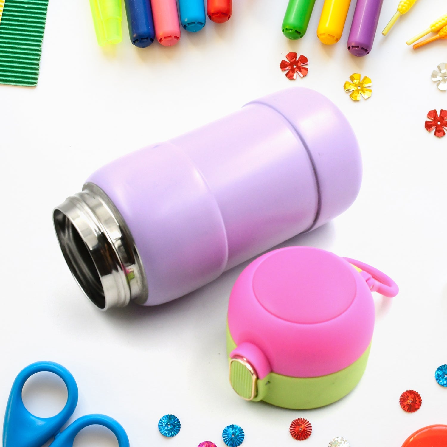 Duckstainless Steel Water Bottle For Kids Adults Steel Flask Metal Thermos Spill Proof Cap Closure Bpa Free For School Home Office Drinkware 400 Ml Wukusy