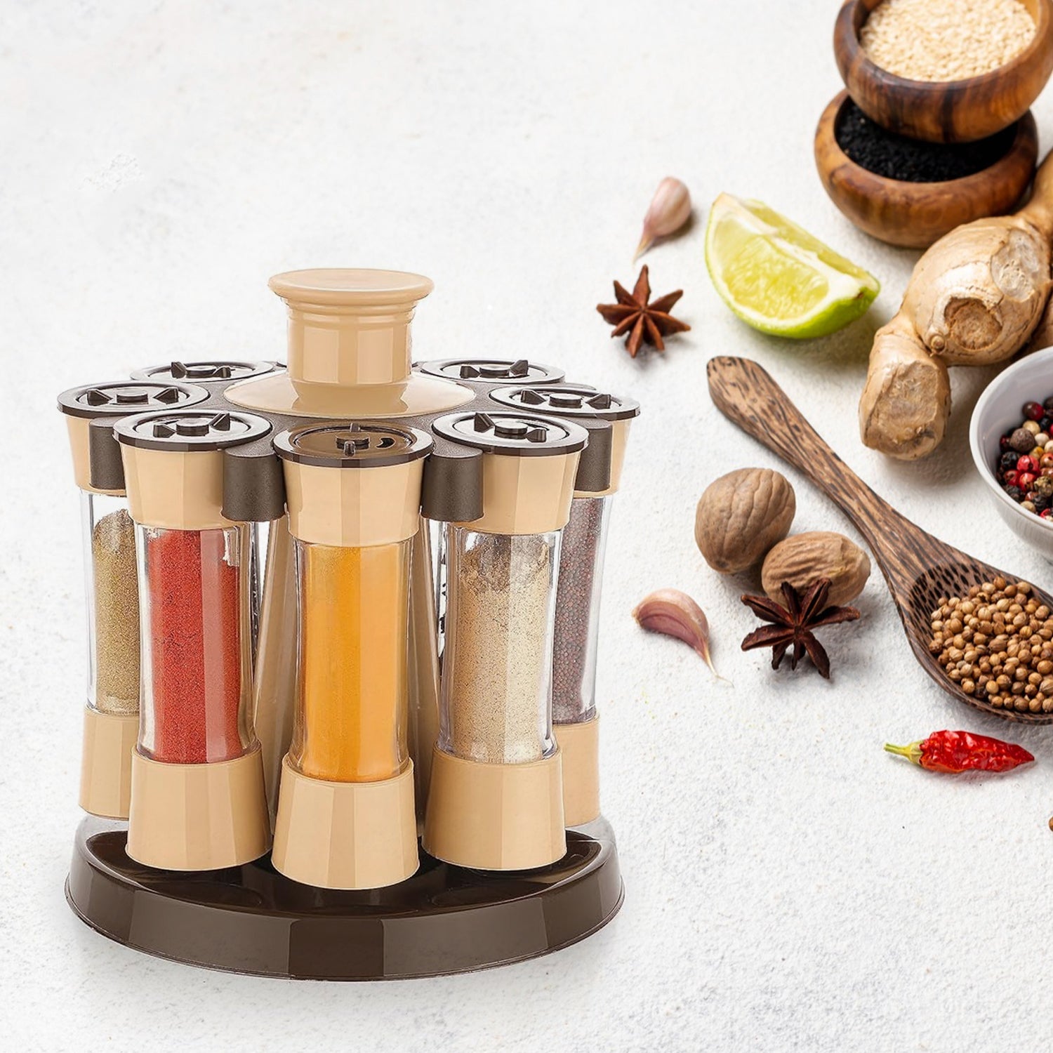360 Revolving Spice Rack For Kitchen And Dining Table 8 Spice Jars Wukusy