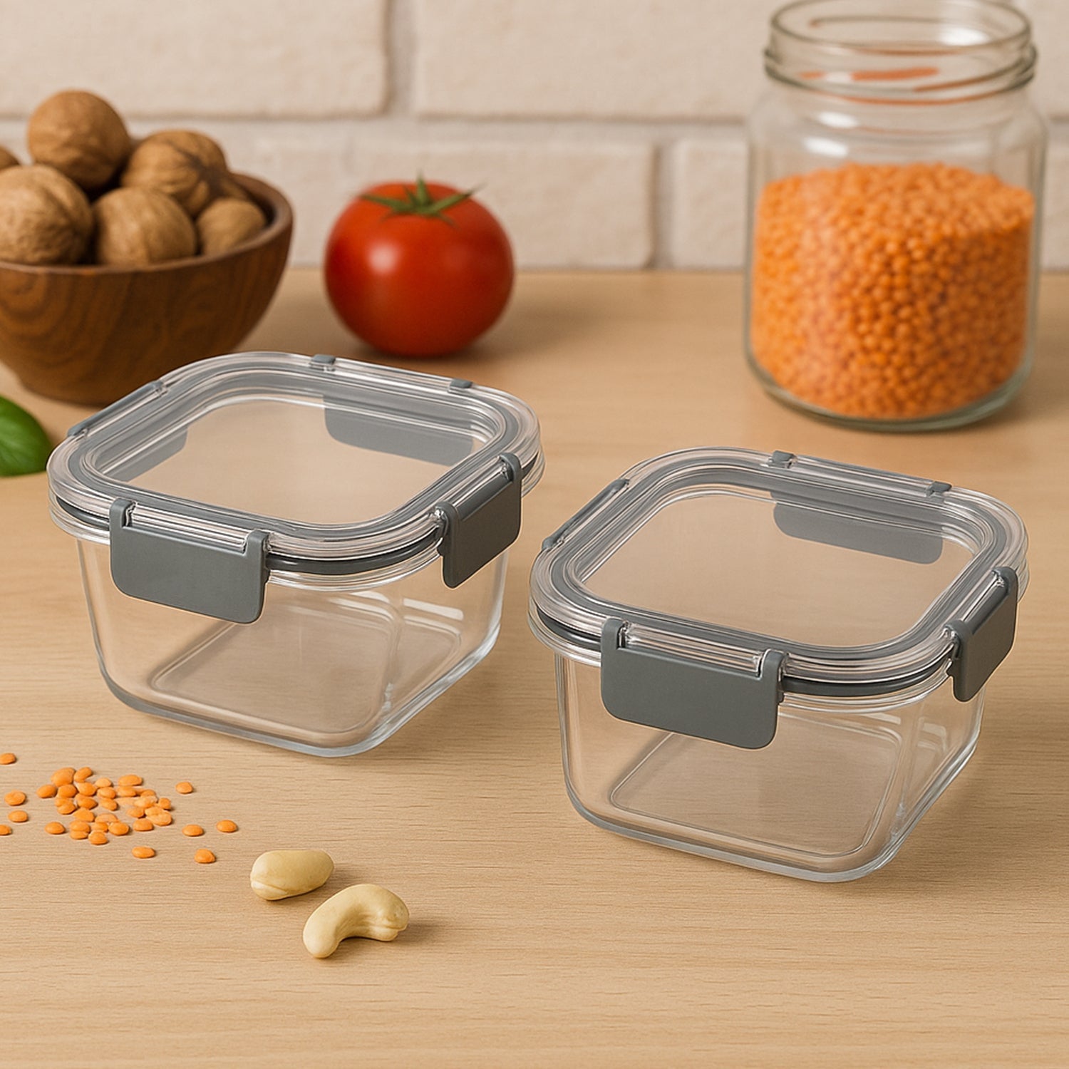 Apex Press N Lock Airtight Food Storage Container Set (2pc450ml) Approx Wukusy