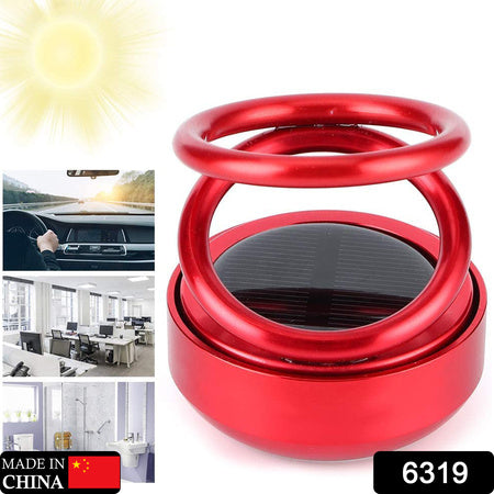 6319 Solar Power Car Aroma Diffuser 360double Ring Rotating Design Car Fragrance Diffuser Car Perfume Air Freshener For Dashboard Home Office Wukusy