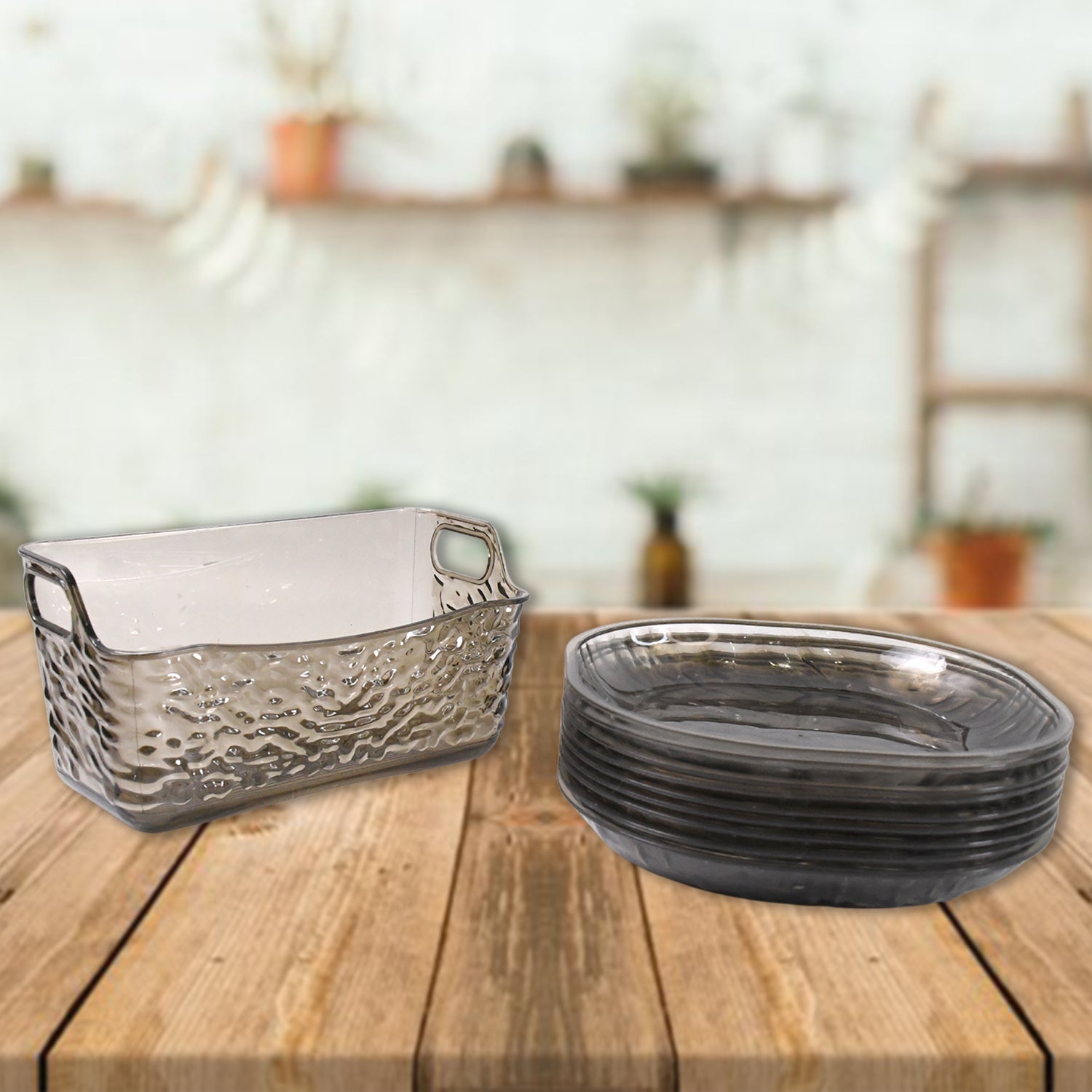 Plastic Household Plates Dinner Plates Dish Tray Skewer Bone Plate Set (10 Pcs Set) Wukusy