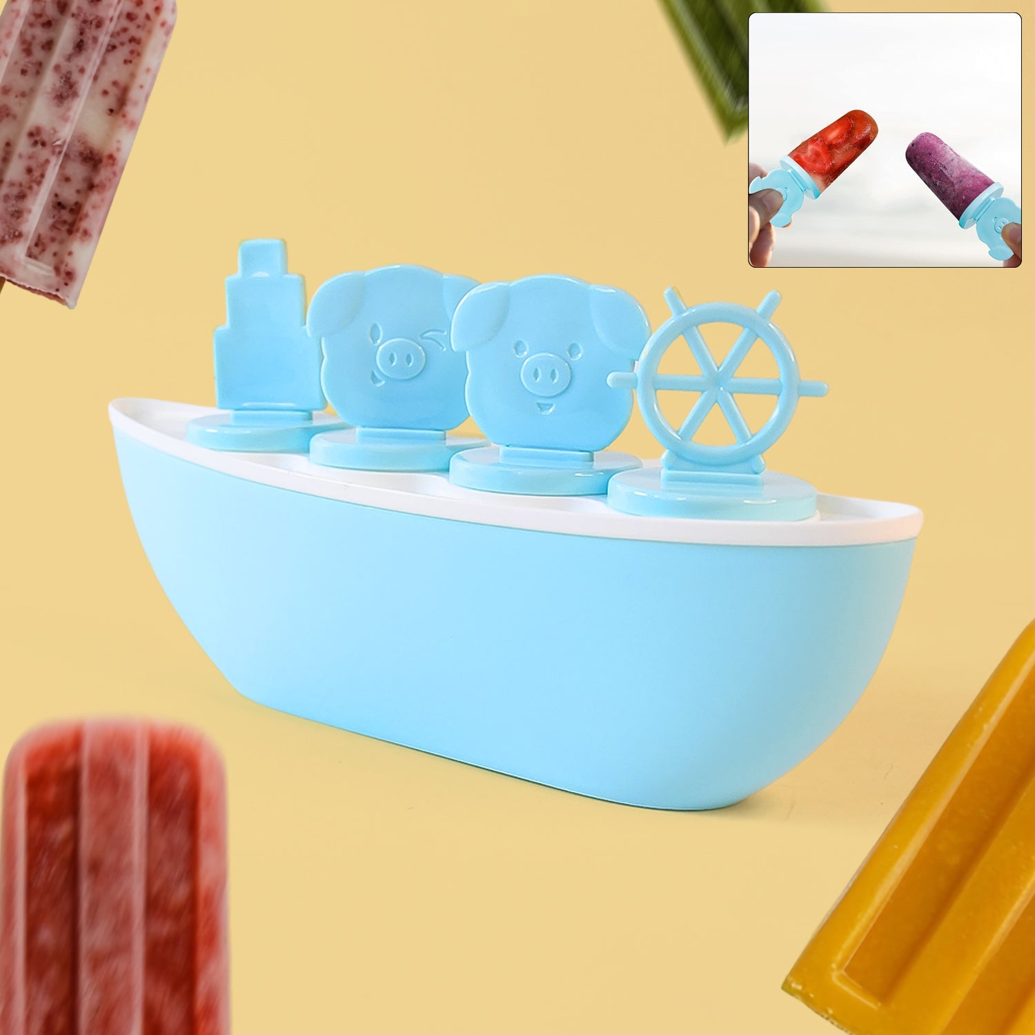Creative Boat-shaped Ice Cream Mould With Cute Piggy Wukusy